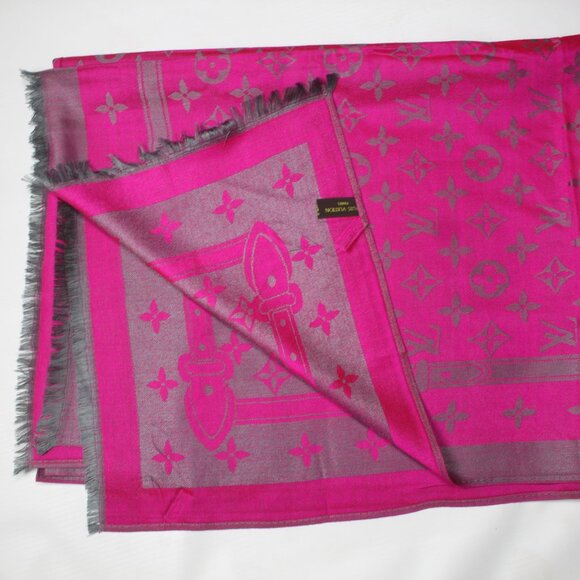 Louis Vuitton Stole Shawl Wrap 65% Cashmere 35% Silk  Pink Used - Picture 4 of 8